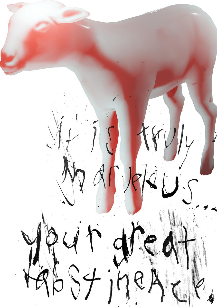 "rubedo" (23.4x33.1", mixed media digital, 2025)