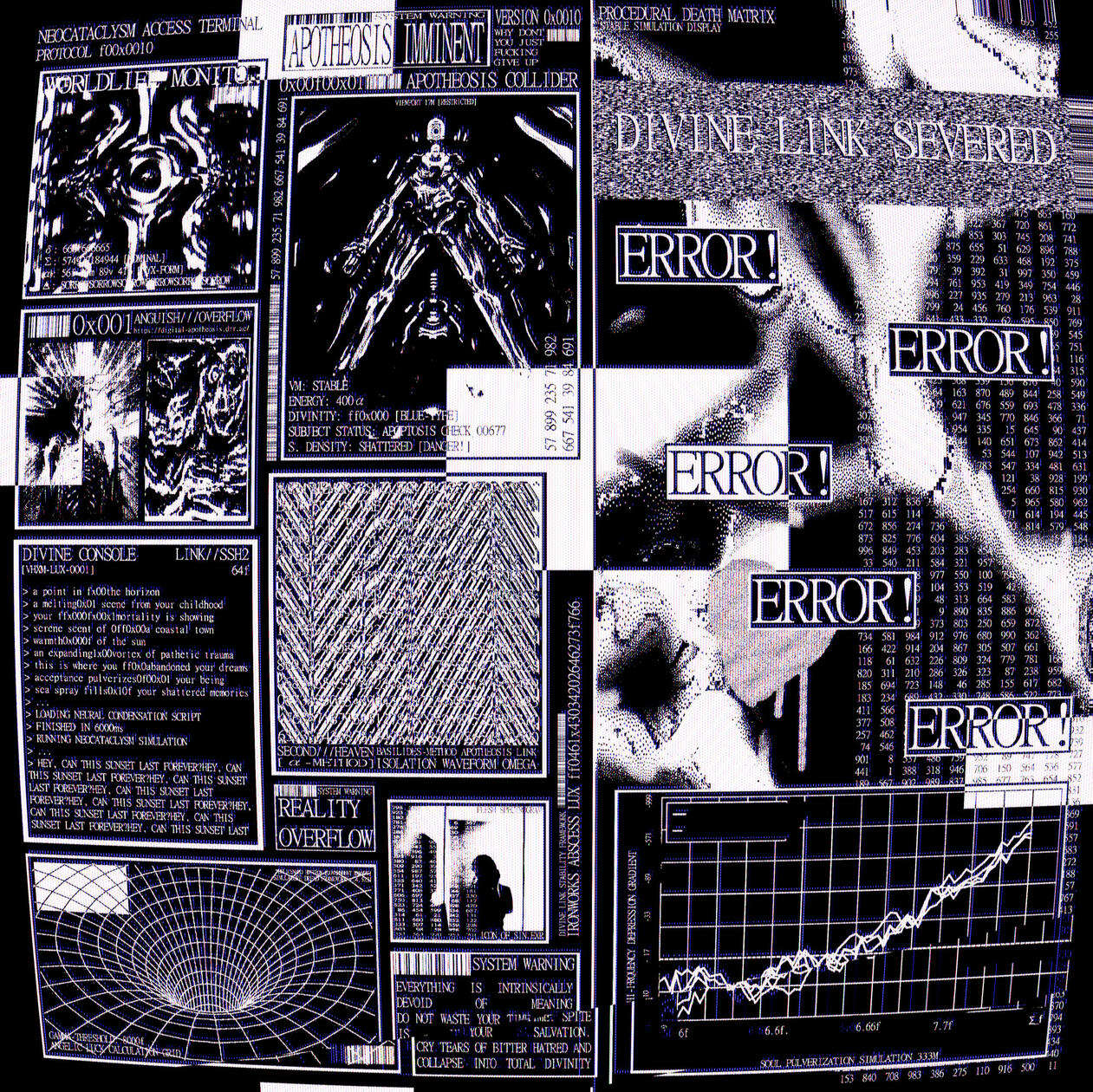 "neocataclysm access terminal" (4000x4000px, digital collage, 2023)