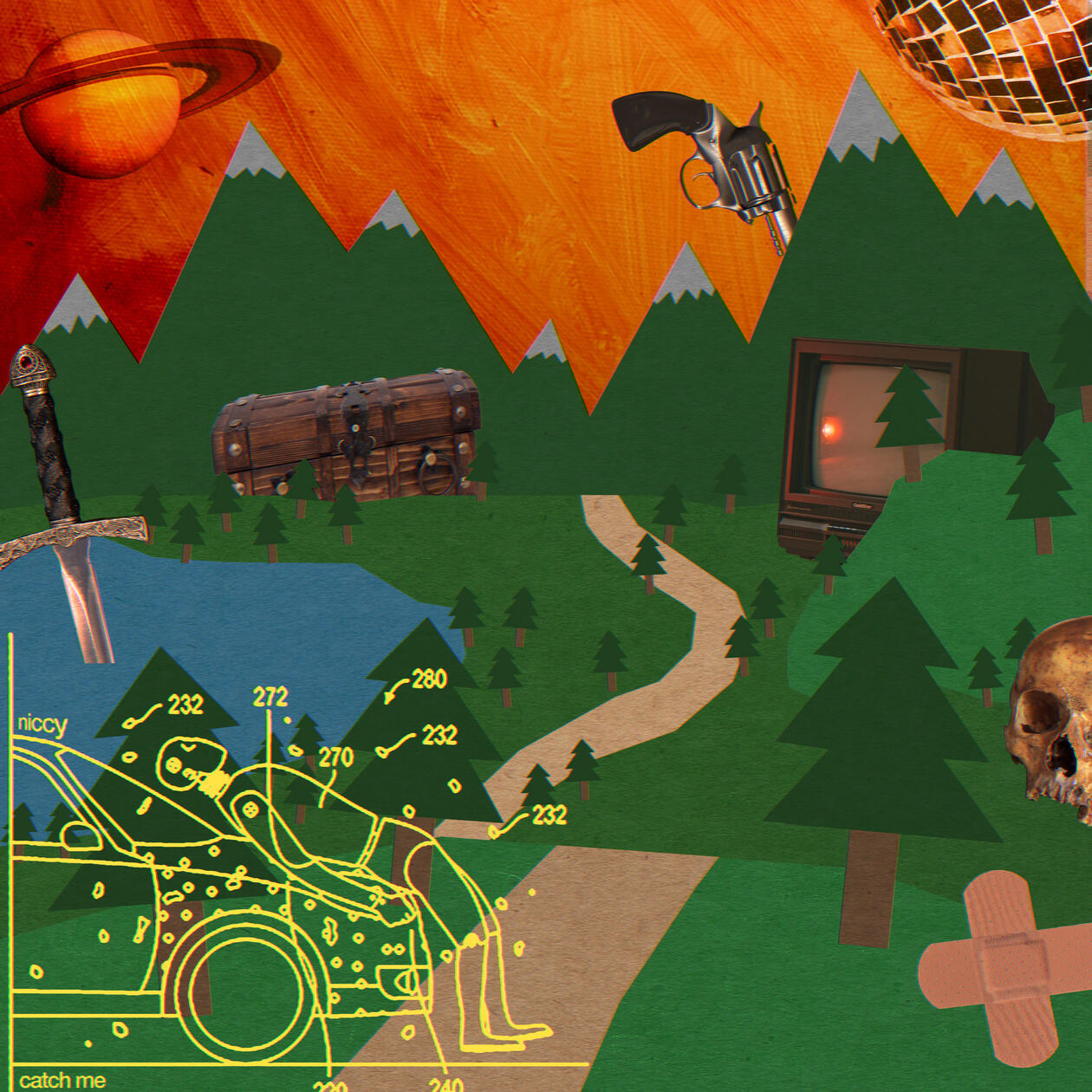 "spiders, moths, and worms" (4000x4000px, mixed media digital, 2023)