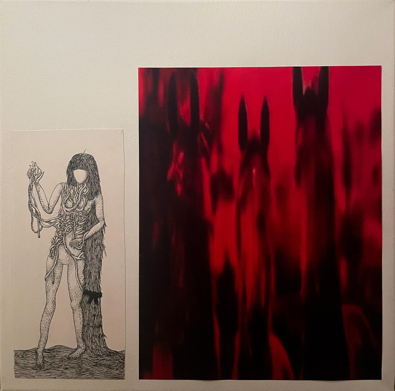 "liturgy" (12x12", mixed media on canvas, 2025)