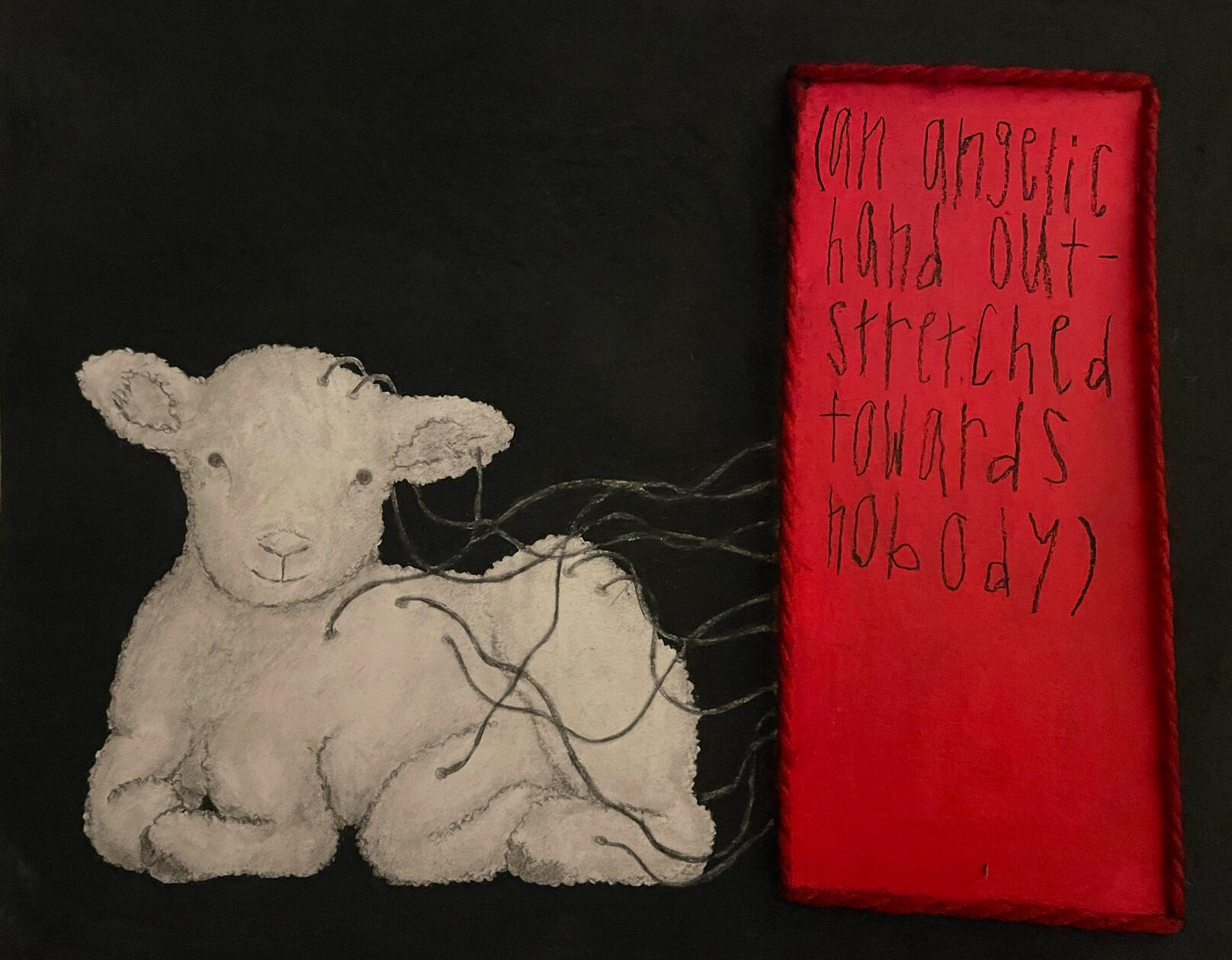 &quot;lamb of no god&quot; (12x9&quot;, mixed media, 2024)