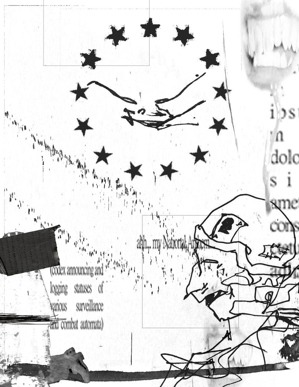 &quot;hostage&quot; (17x22&quot;, mixed media digital, 2025)