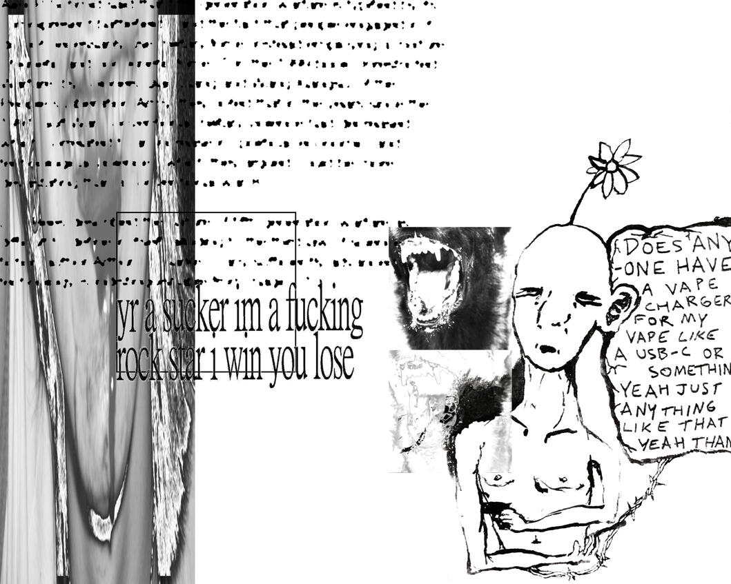 "yr a sucker" mixed media digital 11x8.5in (2025)