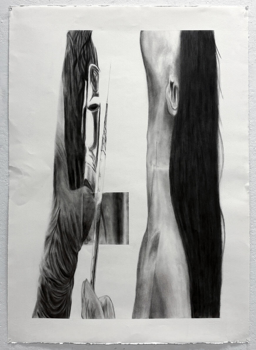 "Judas" brushed charcoal, chalk on bristol 29x42 in (2026)